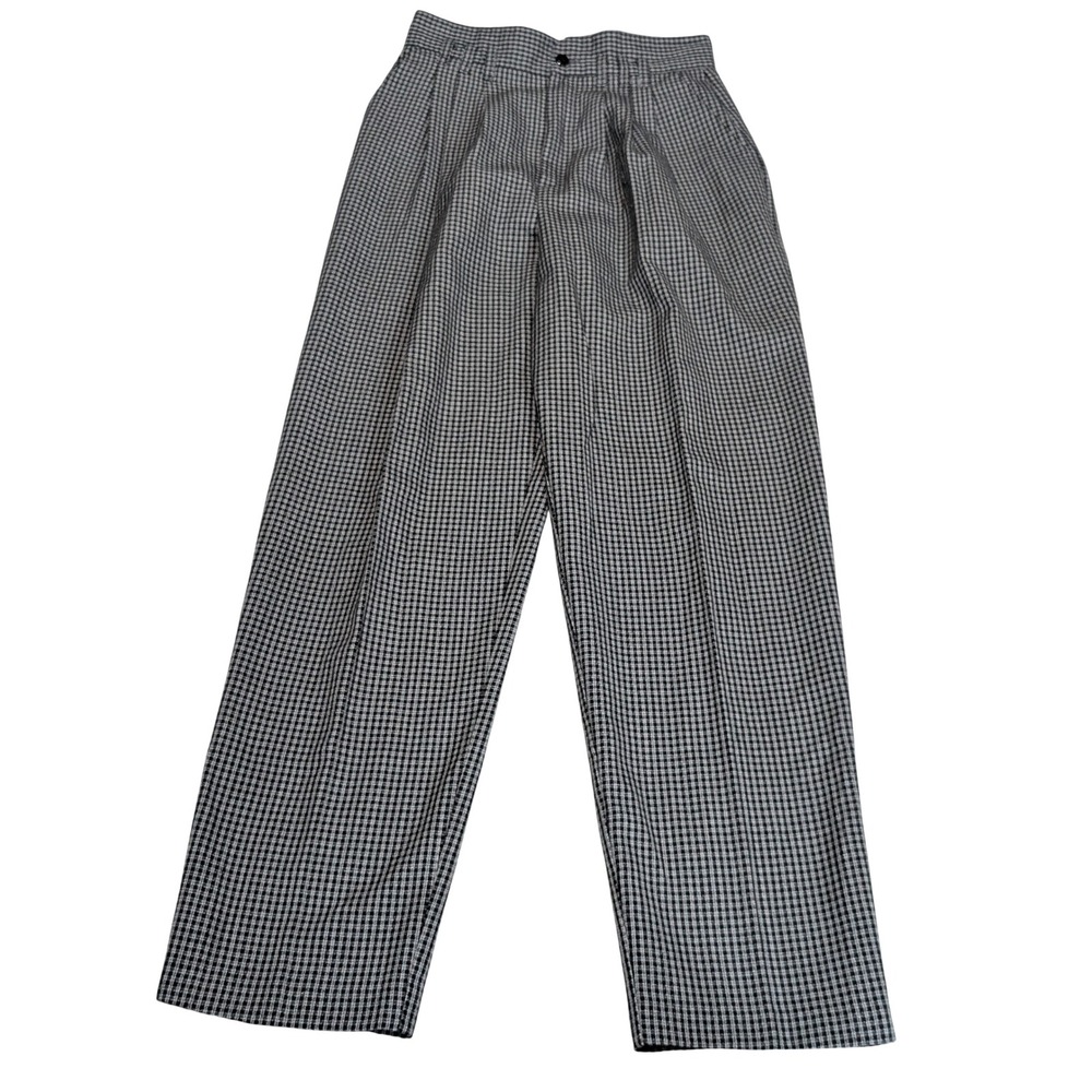 Stringbean Pants Womens 7 Black Houndstooth High Waisted Pleated Tapered Vintage